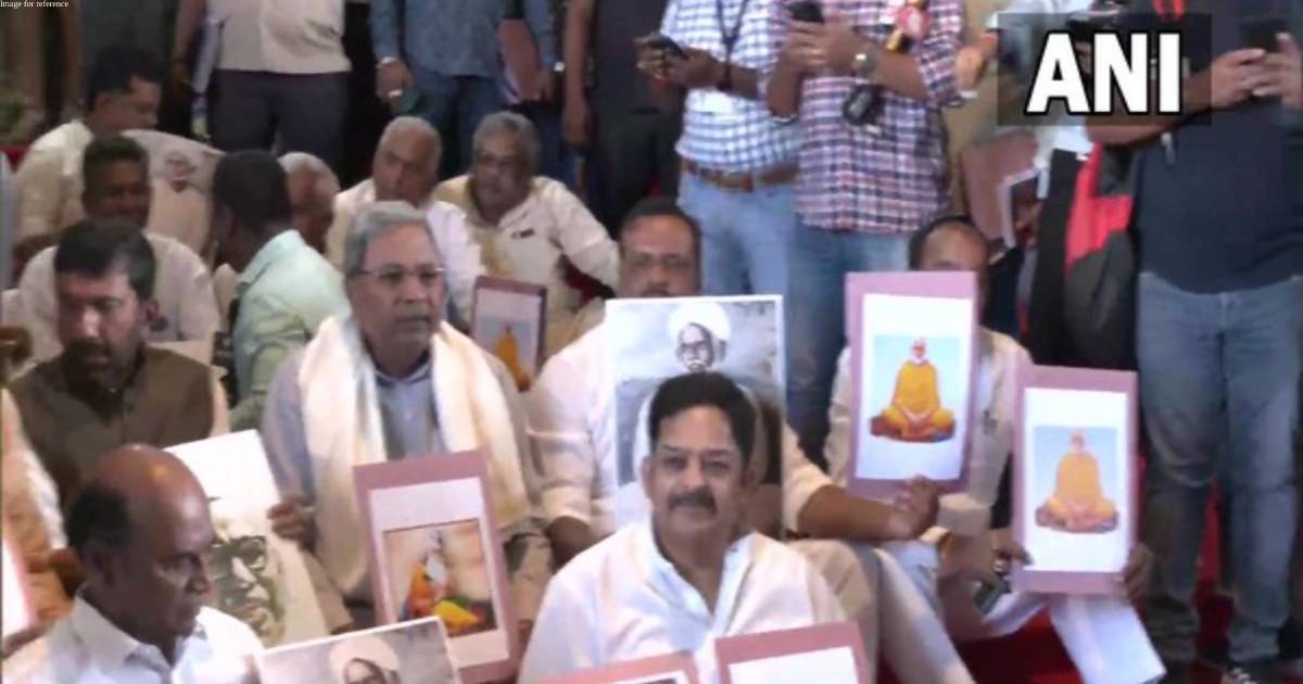 V D Savarkar's portrait unveiled in Karnataka Assembly hall, Opposition stages protests outside